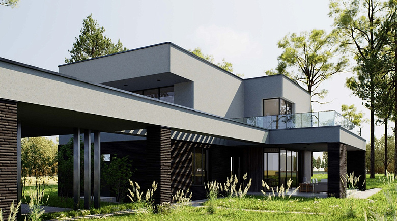 Завершено проектирование дома в стиле хай-тек - HT-293
