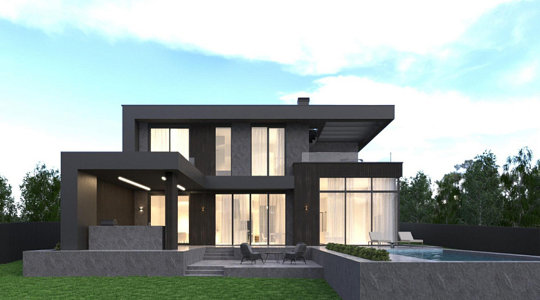 Завершено проектирование дома в стиле хай-тек - HT-211