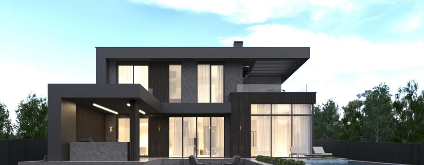 Завершено проектирование дома в стиле хай-тек - HT-211