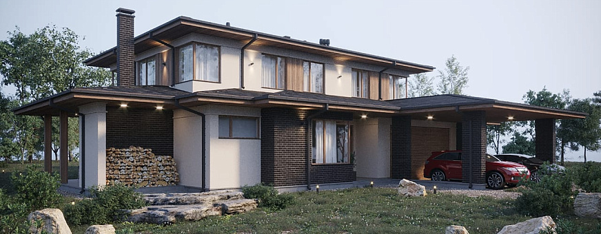 Завершено проектирование дома в стиле Райт – RH-538