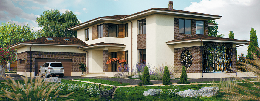 Завершено проектирование дома в стиле Райта по проекту RH-461