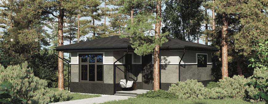 Завершено проектирование бани в современном стиле – B-47