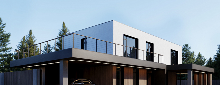 Завершено проектирование дома в стиле хай-тек  HT-250